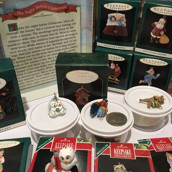 Hallmark Mini Ornaments Lot Assorted Night Before Christmas Tin and others - Picture 9 of 11